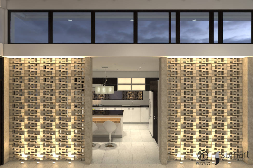 Hall de acceso a la cocina / Entrada de luz y ventilación natural Arquitectura Positiva Salas de estilo ecléctico