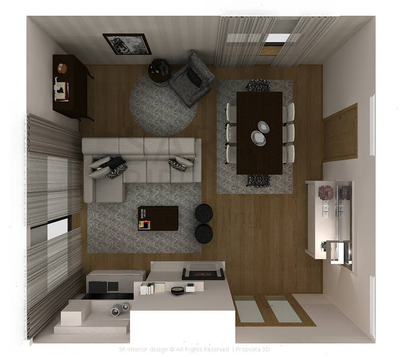 Stripes & Flower Living Room Sara Ribeiro - Arquitetura & Design de Interiores Salas de estar ecléticas