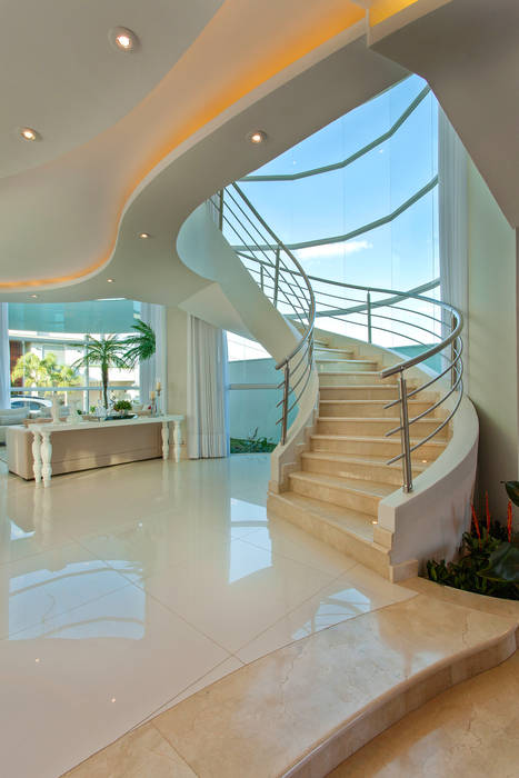 homify Modern corridor, hallway & stairs Marble