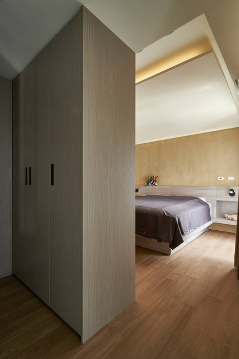 雙色珪藻土凸顯牆面豐富層次 青瓷設計工程有限公司 Modern style bedroom