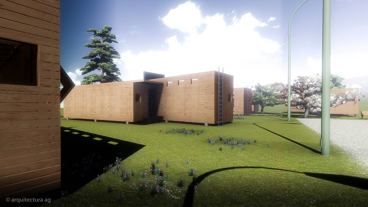 VIVIENDA ABATIBLE SUSTENTABLE, Arquitectura AG Arquitectura AG Casas rurales Madera Acabado en madera