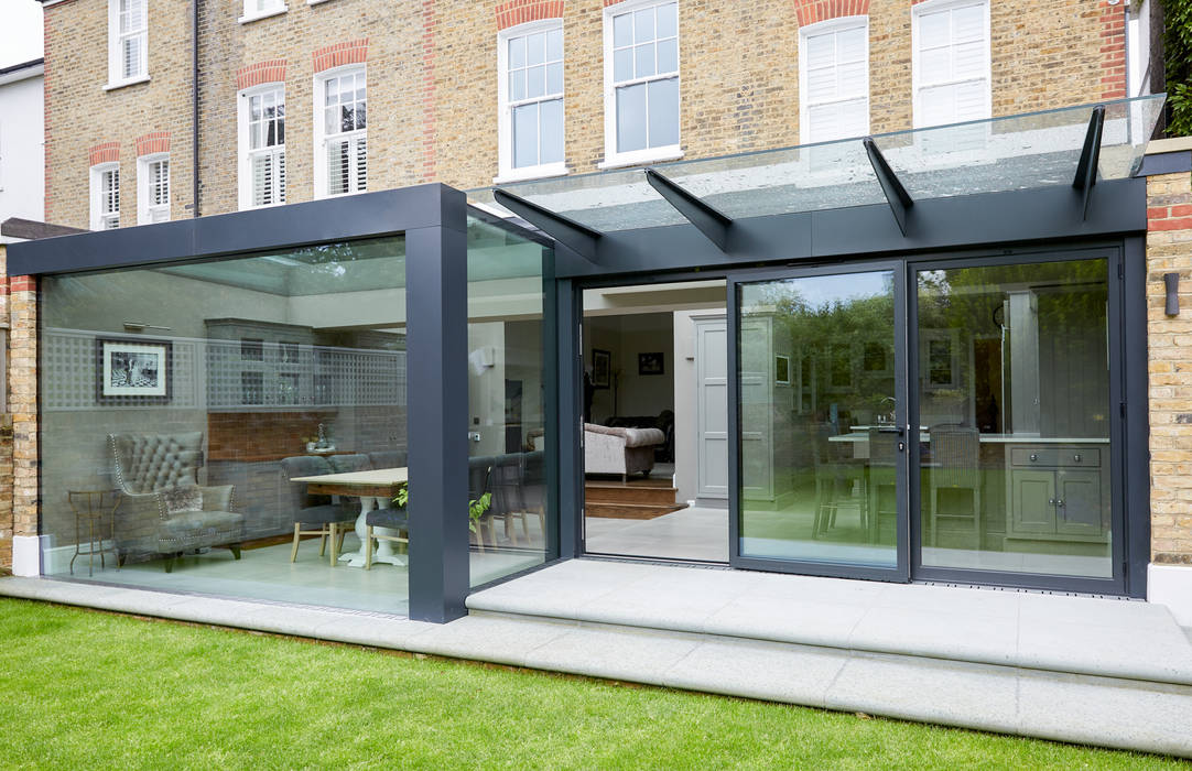 External photo Trombe Ltd Modern Kitchen extention,glass,glazing,sliding doors,bifold doors