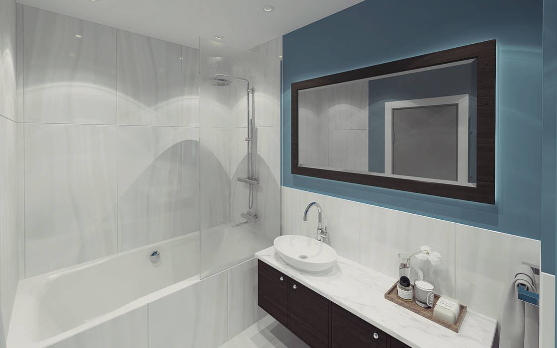 Apartment in Otrada estate, Ksenia Konovalova Design Ksenia Konovalova Design Modern bathroom سنگ مرمر