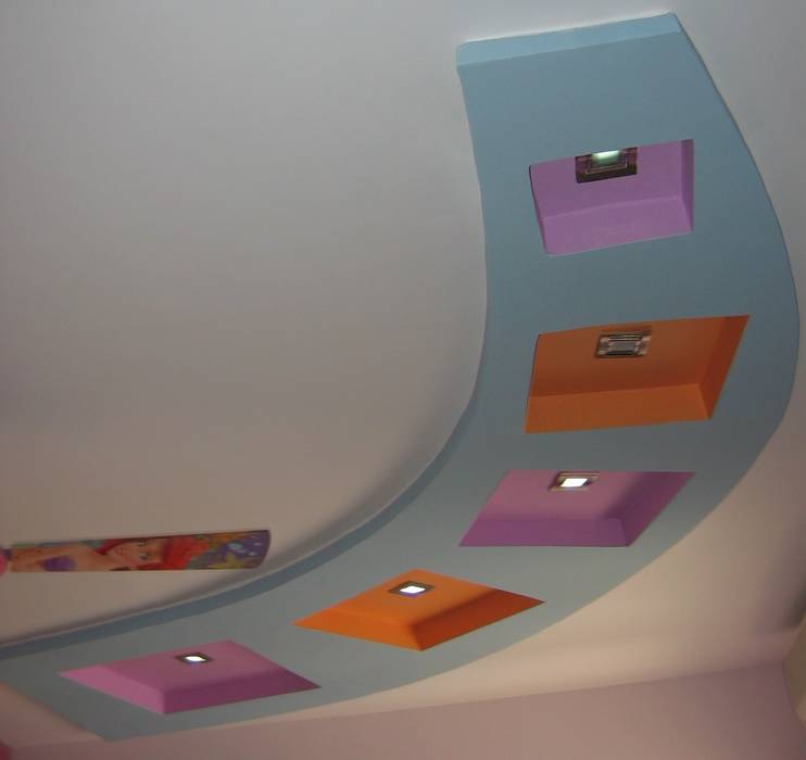 False ceiling Bluebell Interiors Modern style bedroom Plywood Stairs,Line,Wall,Art,Flooring,Material property,Wood,Ceiling,Building,Laptop