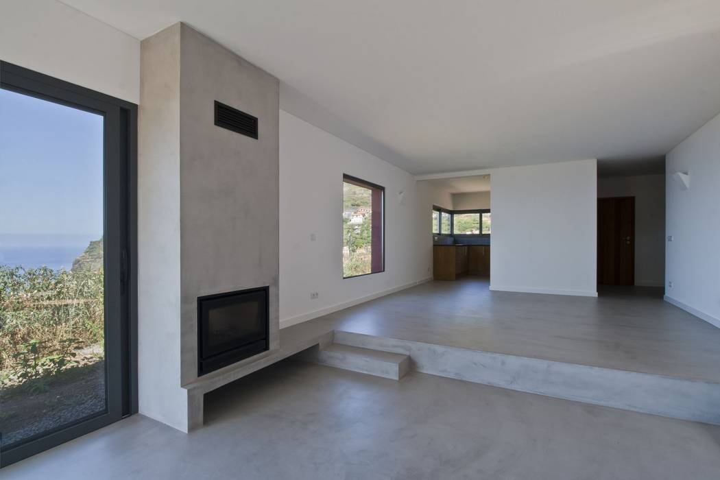 Living Room Mayer & Selders Arquitectura ミニマルデザインの リビング コンクリート living room,microcement