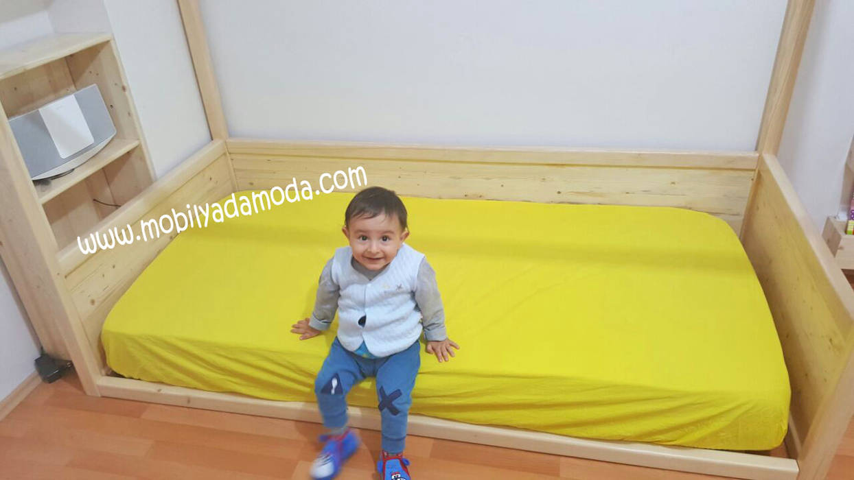 Montessori bebek çocuk odası, montessori yer yatağı modern çocuk odası