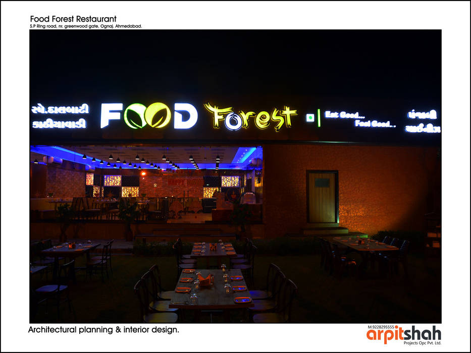 ​Food Forest Restaurant @ Ognaj Architectural Planning & Interior Design, ARPIT SHAH PROJECTS OPC PVT LTD. ARPIT SHAH PROJECTS OPC PVT LTD. พื้นที่เชิงพาณิชย์ Commercial Spaces