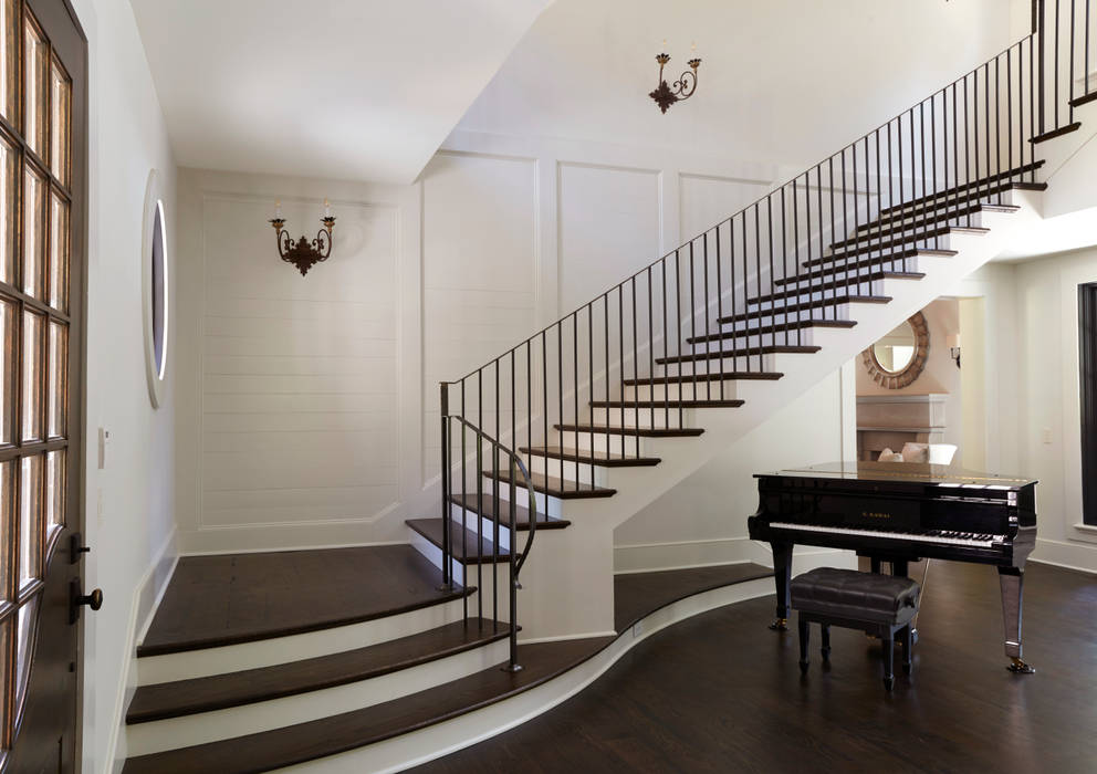 French Normandy Indian Springs Home, Christopher Architecture & Interiors Christopher Architecture & Interiors Classic style corridor, hallway and stairs