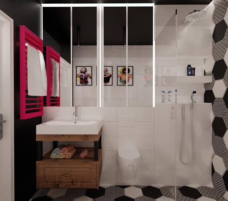 Projekt mieszkania 55m2 w Poznaniu, Ale design Grzegorz Grzywacz Ale design Grzegorz Grzywacz Eclectic style bathroom