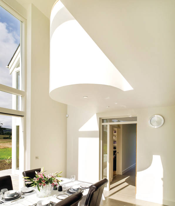 double height dining space of contemporary home in NI homify Modern dining room interior,modern interior,modern architect ni,new houses ni,house architect ni,self build ni