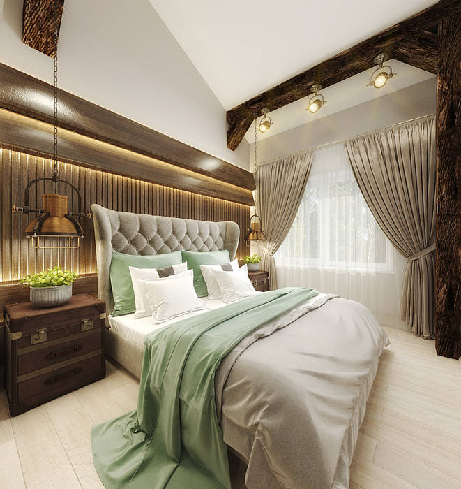Современное шале, decoroom decoroom غرفة نوم خشب Wood effect