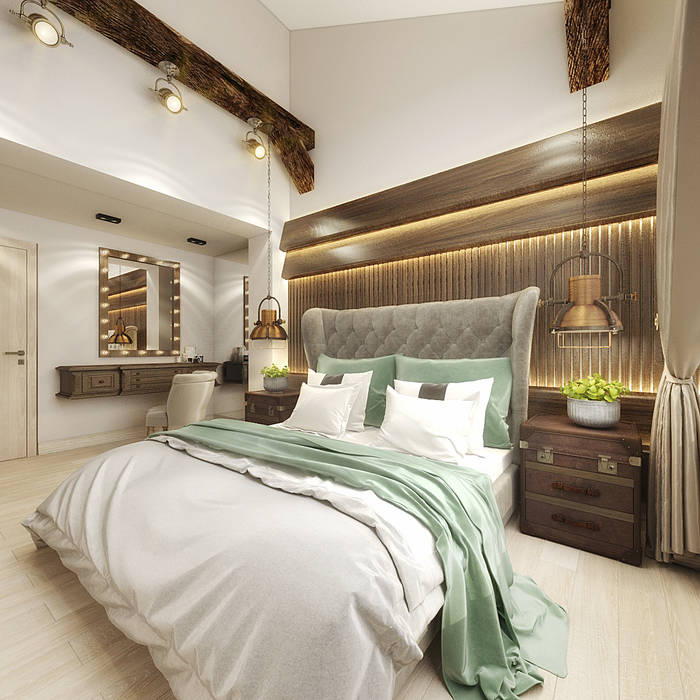 Современное шале, decoroom decoroom Rustic style bedroom Wood Wood effect