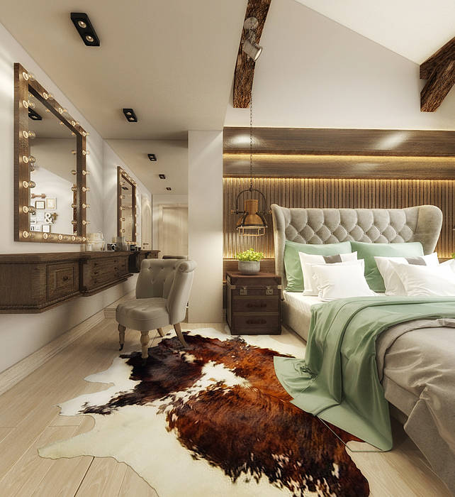 Современное шале, decoroom decoroom Rustic style bedroom Wood Wood effect