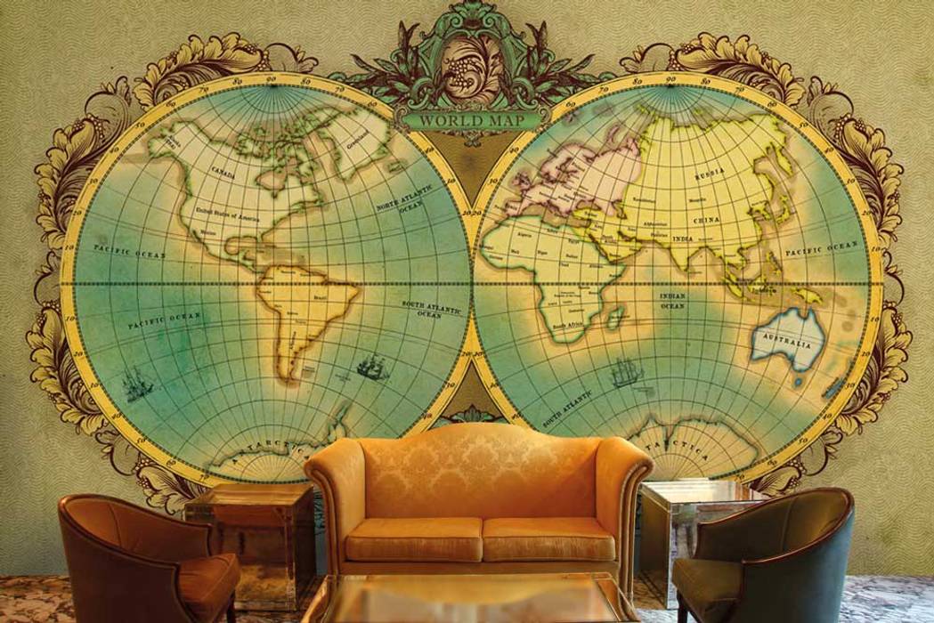 World map wallpaper designs for Office wall decor and custom wall murals for home decor. Walls and Murals wallsandmurals