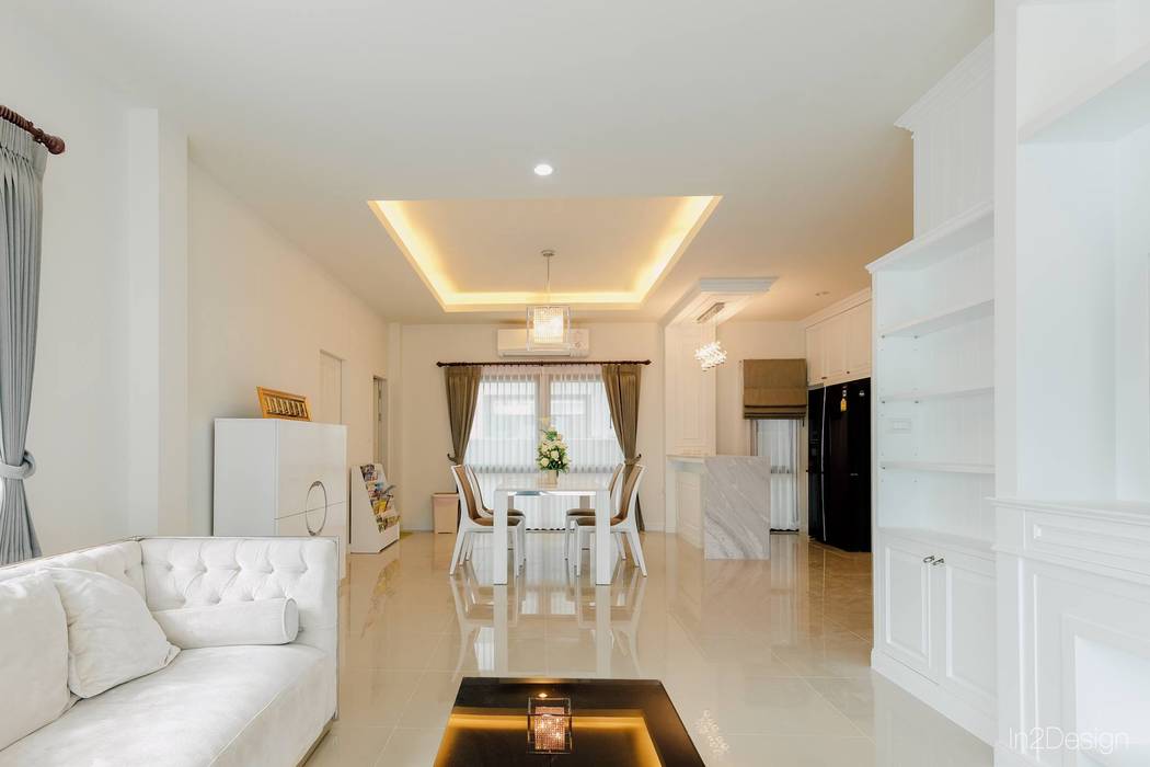 ตกแต งภายในบ านเด ยว อ น ท ด ไซน ห องน งเล นโต ะกลางและโซฟา เซราม ค white homify