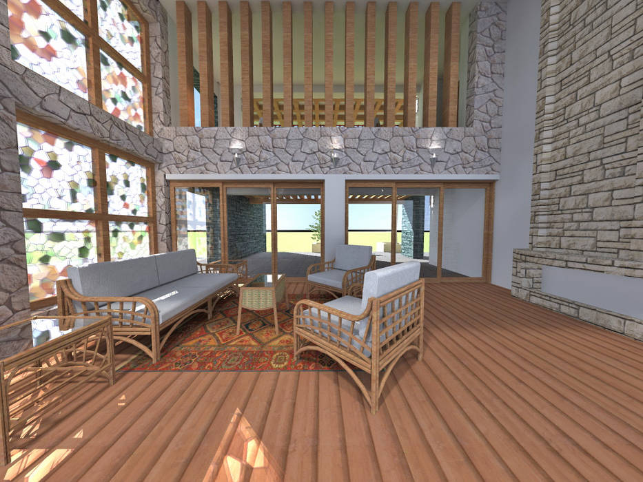 Casa de Campo en Jayanca, ROQA.7 ARQUITECTURA Y PAISAJE ROQA.7 ARQUITECTURA Y PAISAJE Rustic style living room Wood Wood effect