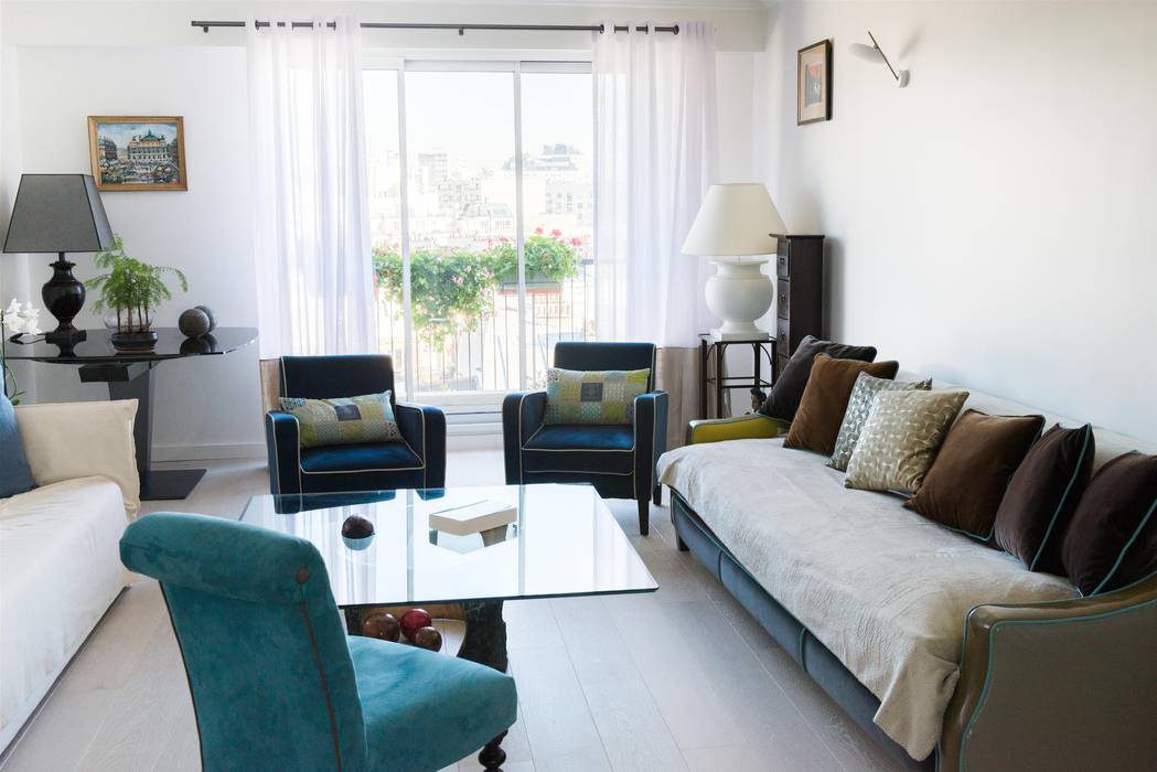 Un appartement moderne entre blanc et bois , ATELIER FB ATELIER FB Living room