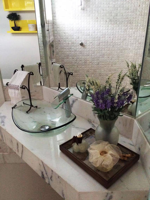 Lavabo Área de Lazer Gabriella Roza Arquitetura e Interiores Banheiros modernos Mármore Decoração