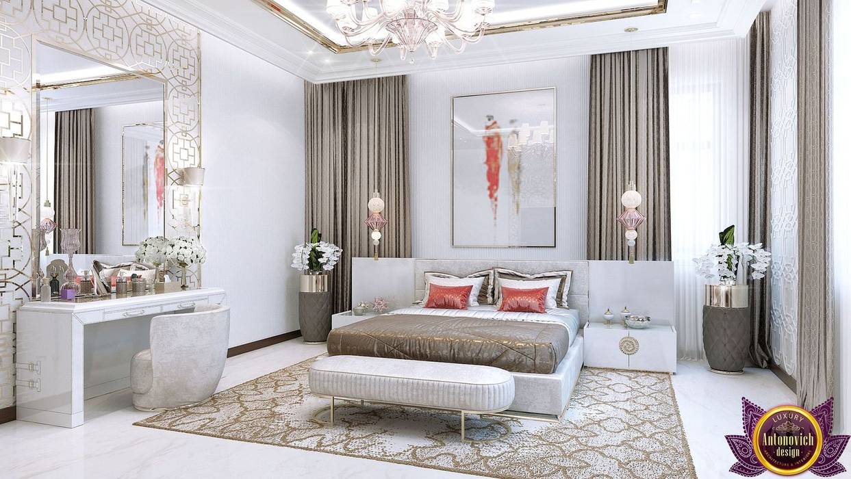 Modern bedroom design of Katrina Antonovich, Luxury Antonovich Design Luxury Antonovich Design Nowoczesna sypialnia