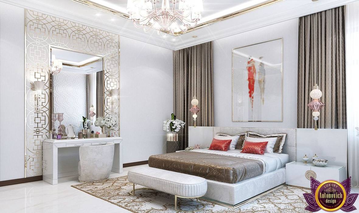 Modern bedroom design of Katrina Antonovich, Luxury Antonovich Design Luxury Antonovich Design Nowoczesna sypialnia