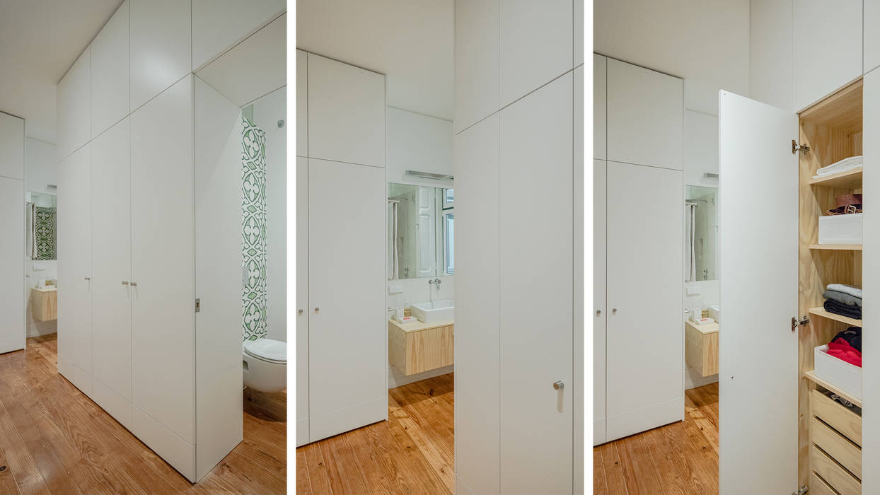Apartamento MR — Bairro das Colónias, Lisboa, FMO ARCHITECTURE FMO ARCHITECTURE Closets de estilo minimalista