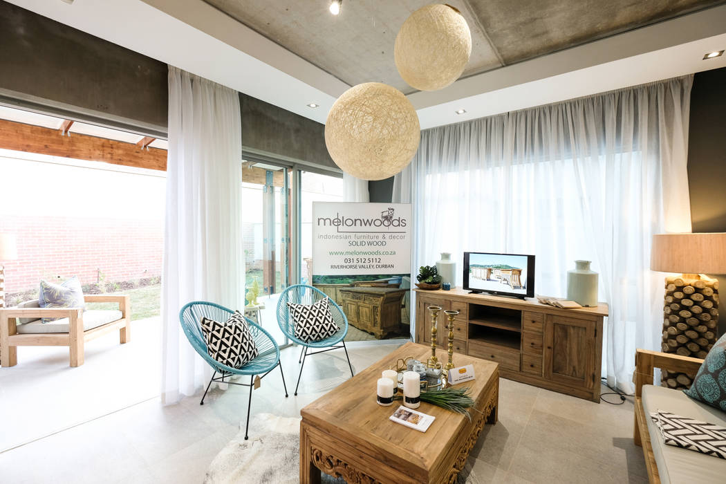 The Sheds Waterfall Estate, Midrand, Melonwoods Indonesian Furniture Melonwoods Indonesian Furniture Modern living room Wood Wood effect TV stands & cabinets