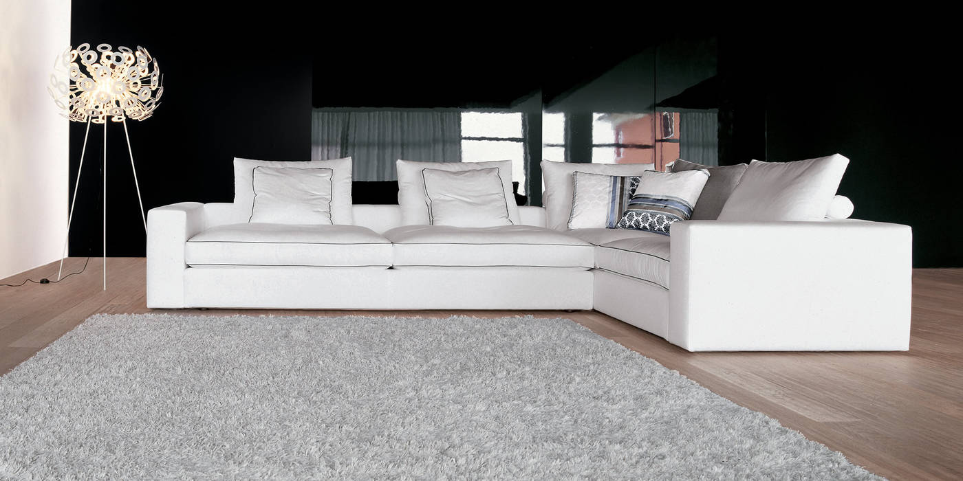 VITTORIA SOFA IQ Furniture Livings de estilo clásico Cuero Gris Salas y sillones