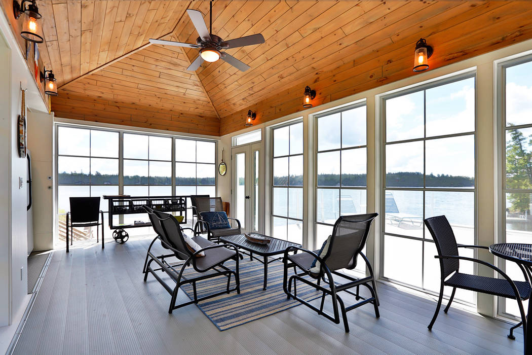 Lake of the woods cottage boat house Unit 7 Architecture Modern Media Room Furniture