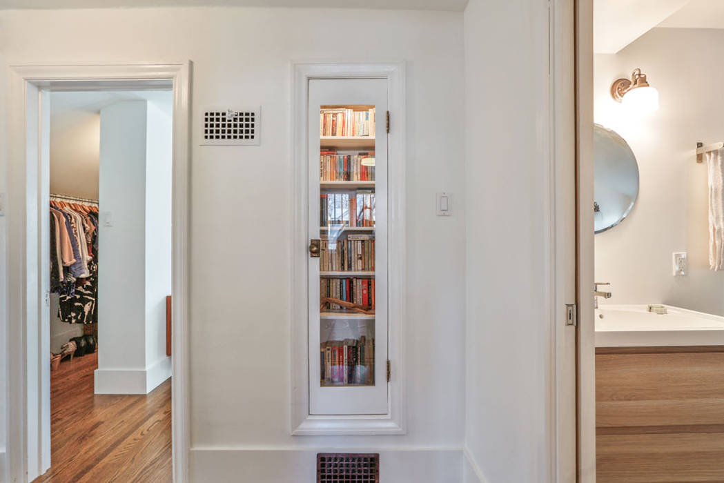 Integrated shelving Unit 7 Architecture Modern Corridor, Hallway and Staircase Property,Bookcase,Window,Shelf,Fixture,Wood,Shelving,Building,House,Floor