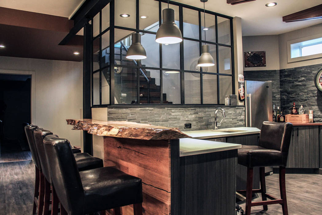 Bell Interiors Unit 7 Architecture Media room bar,live edge,industrial