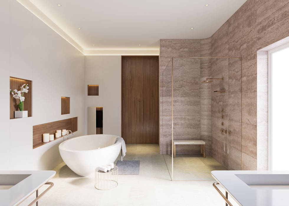 Private Residence, Azerbaijan, ÜberRaum Architects ÜberRaum Architects Modern Bathroom