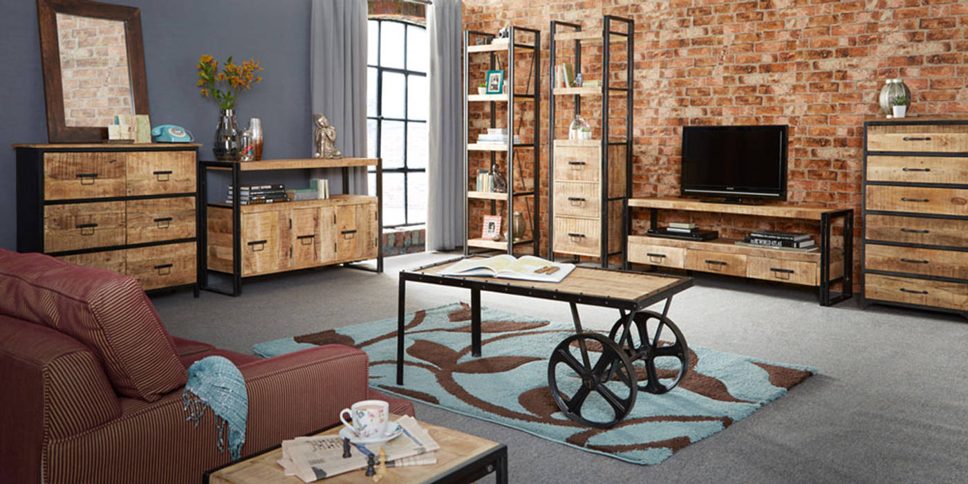 Cosmo Cart Industrial Coffee Table Industasia Industrial style living room Side tables & trays