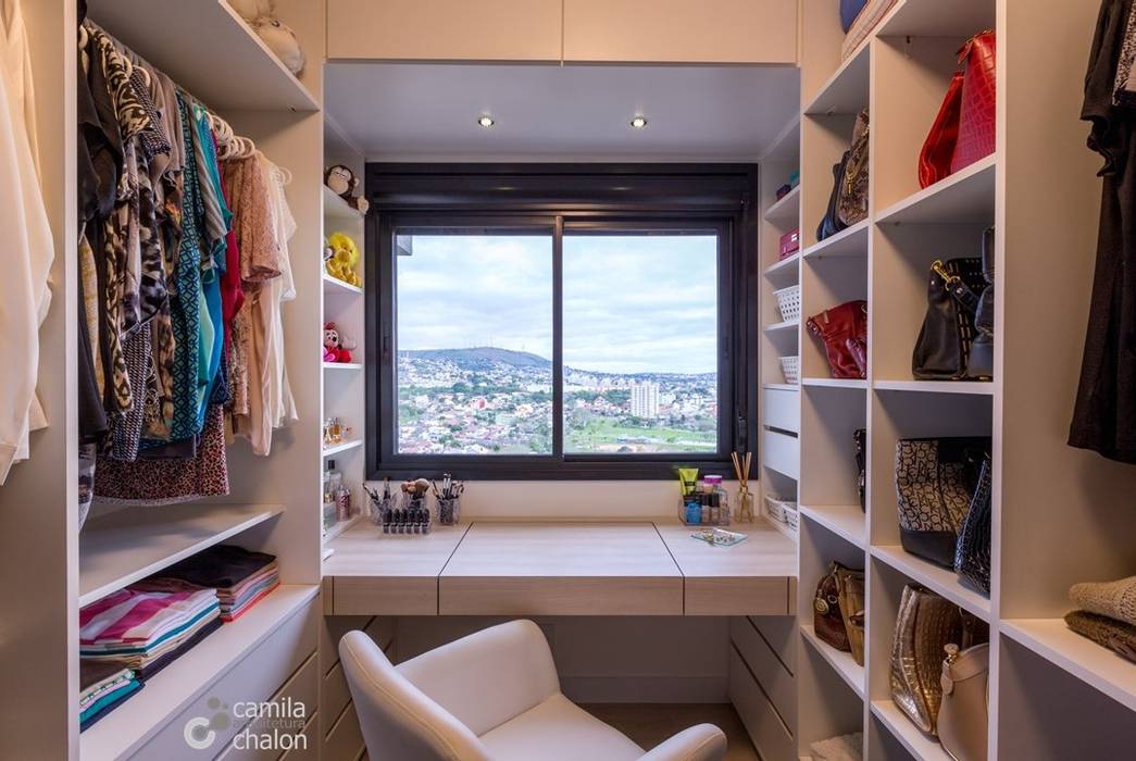 Apartamento Nine, Camila Chalon Arquitetura Camila Chalon Arquitetura غرفة الملابس