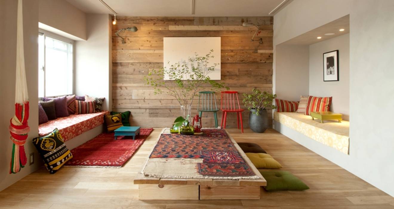 KOTESASHI HOUSE (小手指の家), TATO DESIGN：タトデザイン株式会社 TATO DESIGN：タトデザイン株式会社 Living room لکڑی Wood effect
