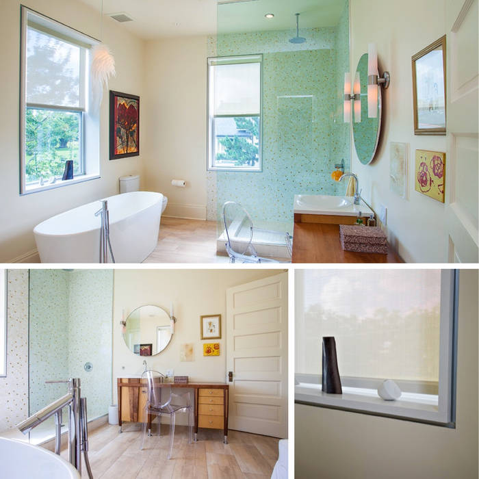 City Park Residence, New Orleans studioWTA Modern Bathroom bathroom,freestanding tub,doorless shower,mosaic tile,vanity,custom,minimalist,renovation,Wayne Troyer,studioWTA,Toni DiMaggio