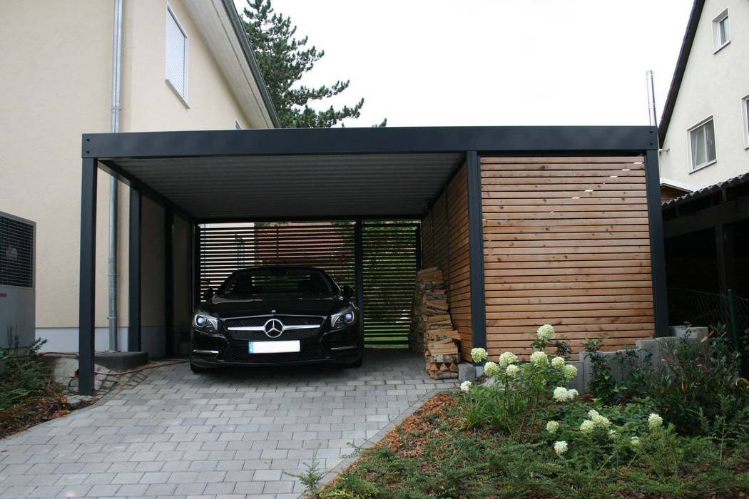 homify Modern garage/shed