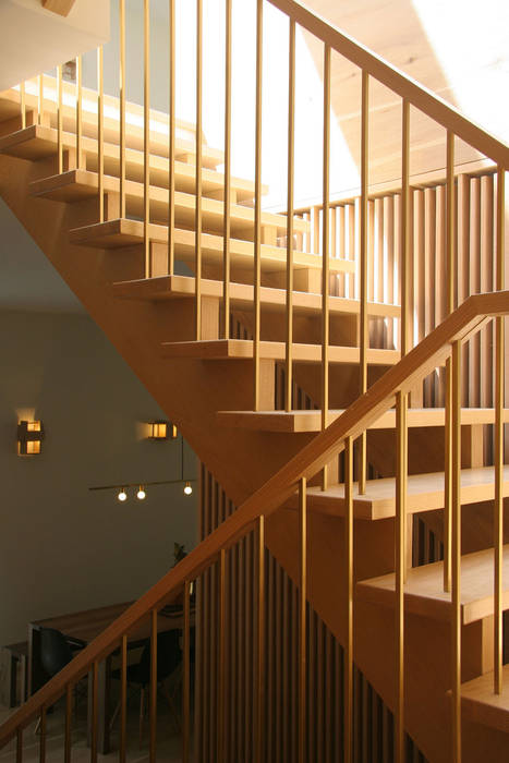 stairs AtelierSUN Modern Corridor, Hallway and Staircase Copper/Bronze/Brass