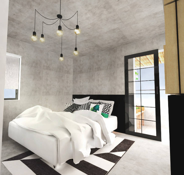 Industriële slaapkamer door andressa cobucci estúdio | homify Industriële slaapkamer door andressa cobucci estúdio | homify