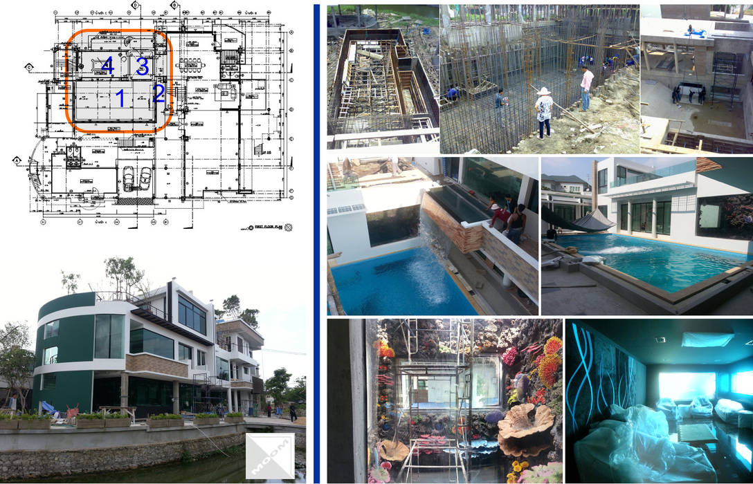 Idea - Zone น้ำ (project 55-01 บ้านคุณอดิสรณ์ โสภา), คณะบุคคลมุมน้ำเงิน คณะบุคคลมุมน้ำเงิน Modern pool