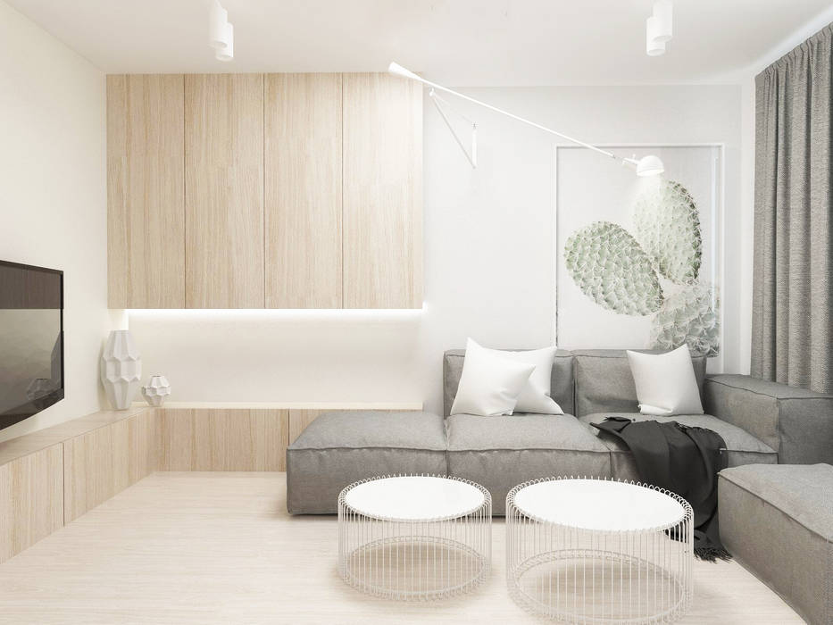 Ciepłe mieszkanie, FOORMA Pracownia Architektury Wnętrz FOORMA Pracownia Architektury Wnętrz Livings de estilo escandinavo