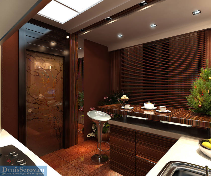 Кухня 15 кв. м в современном стиле Студия интерьера Дениса Серова Кухня в азиатском стиле