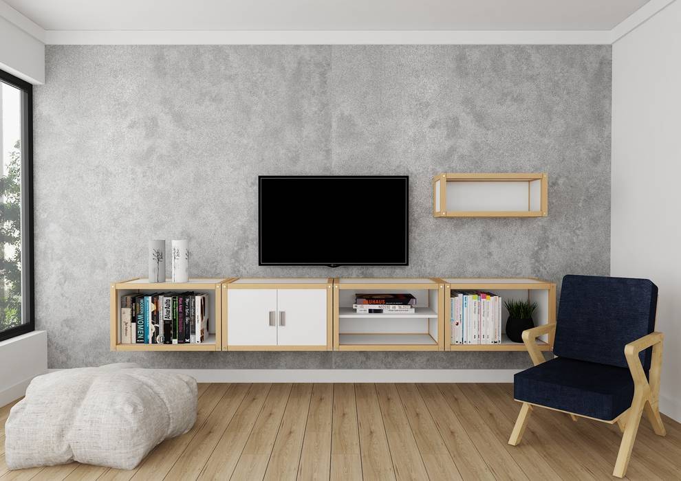 Tv Ünitesi, PRATIKIZ MIMARLIK/ ARCHITECTURE PRATIKIZ MIMARLIK/ ARCHITECTURE Living room TV stands & cabinets