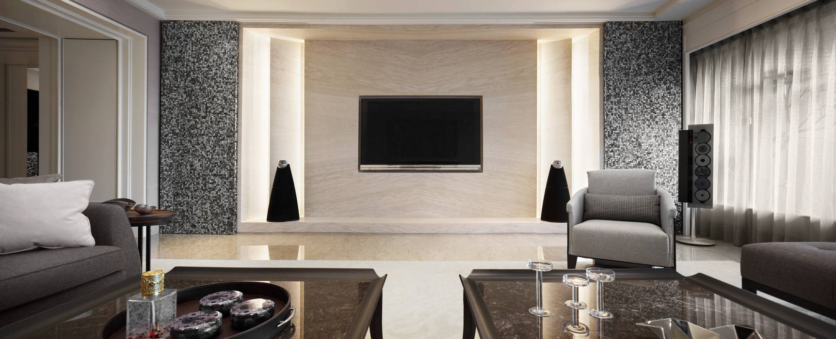 居悅 大荷室內裝修設計工程有限公司 现代客厅設計點子、靈感 & 圖片 現代,豪華