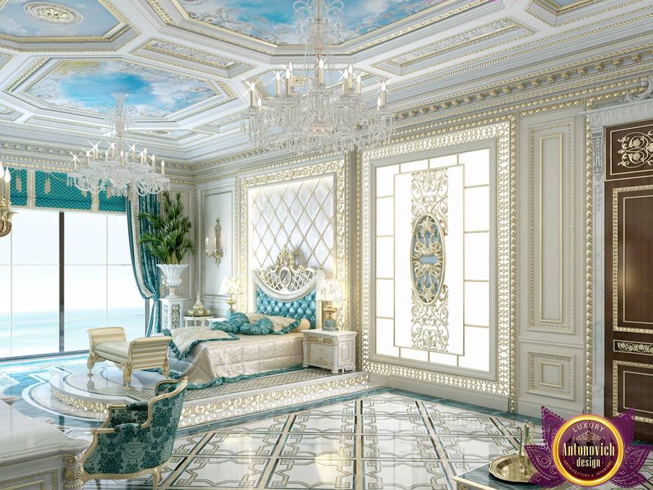 Palatial bedroom design of Katrina Antonovich, Luxury Antonovich Design Luxury Antonovich Design غرفة نوم