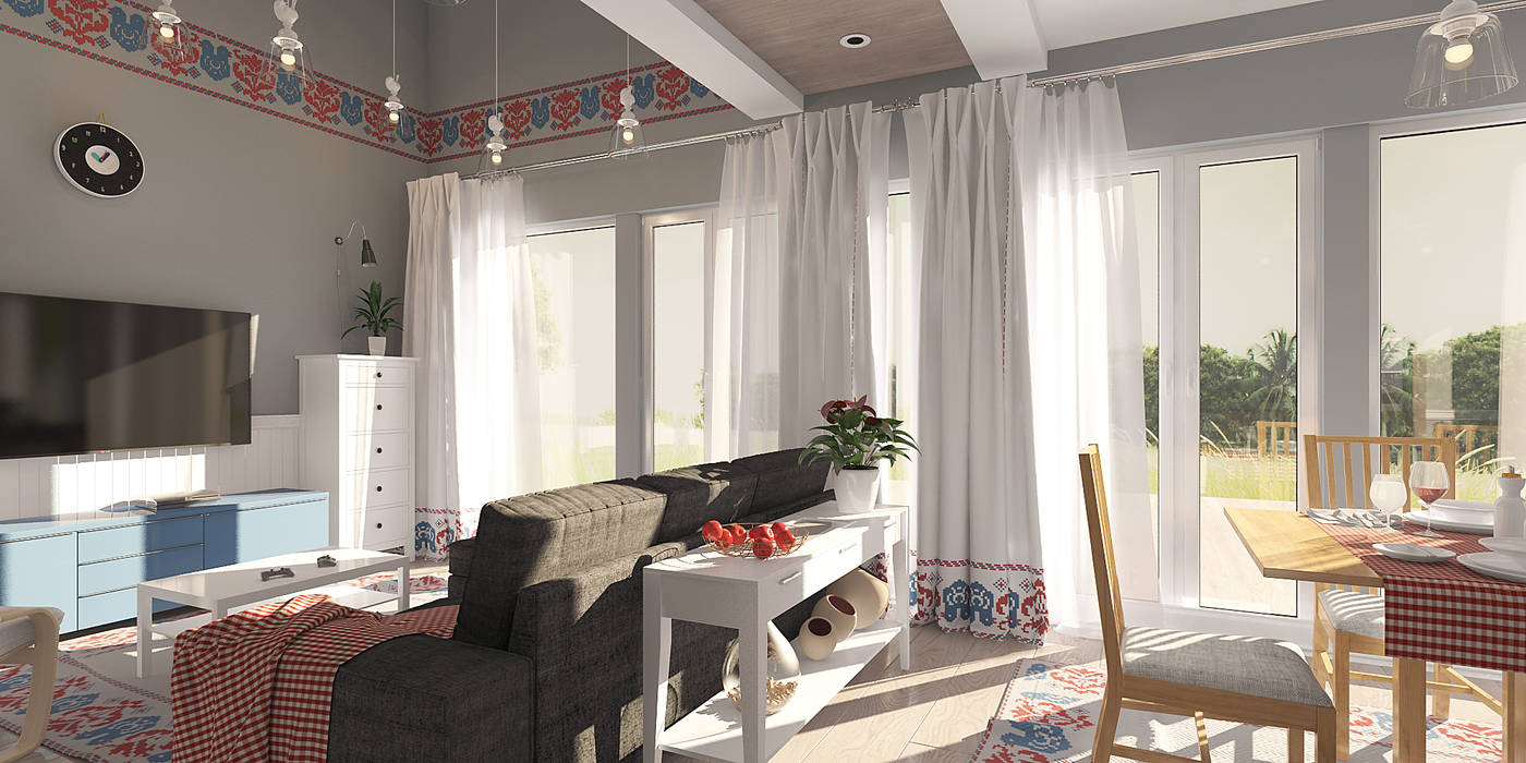 Деревенский домик, needsomespace needsomespace Scandinavian style living room