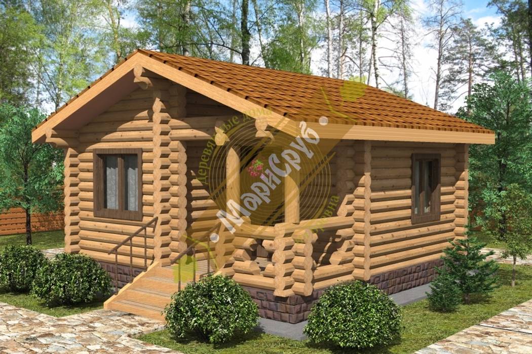 Одноэтажный дом с крыльцом "Солнечный", Марисруб Марисруб Casas de estilo clásico Derivados de madera Transparente