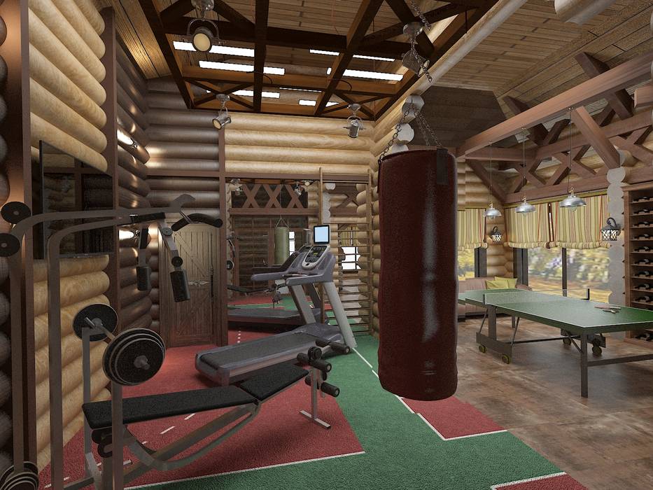 Дом из бревна , De Style De Style Eclectic style gym Wood Wood effect