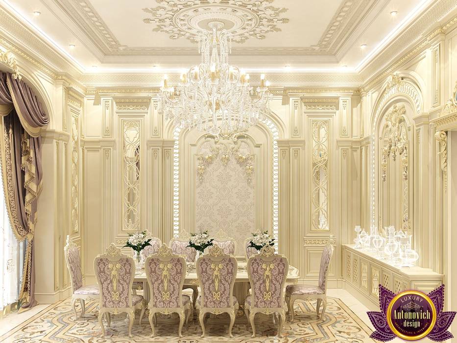 Dining room Interior design of Katrina Antonovich, Luxury Antonovich Design Luxury Antonovich Design Klasik Yemek Odası