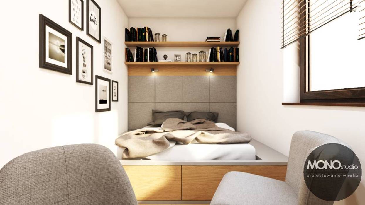 Jasne, ciepłe mieszkanie w nowoczesnym stylu, MONOstudio MONOstudio Спальня в стиле модерн