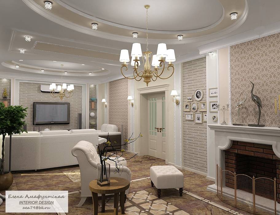 Светлая гостиная, Дизайн интерьера Дизайн интерьера Гостиная в классическом стиле
